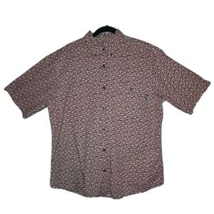 Vtg Woolrich Shirt Mens Medium Red Tabasco Button Up Classic Car All-Over-Print